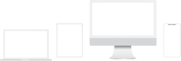 conjunto de pantalla de monitor, computadora portátil, tableta, teléfono inteligente con teléfono inteligente, tableta, rutas de recorte aisladas para el trabajo de diseño espacio libre vacío maqueta presentación de exhibición de producto. png
