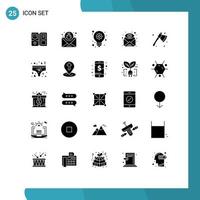 25 User Interface Solid Glyph Pack of modern Signs and Symbols of ax find message eye attachment Editable Vector Design Elements