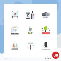 Flat Color Pack of 9 Universal Symbols of newspaper news turbine laptop technology Editable Vector Design Elements