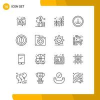 Universal Icon Symbols Group of 16 Modern Outlines of drink coffee palm interface basic Editable Vector Design Elements