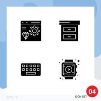 User Interface Pack of 4 Basic Solid Glyphs of app typing develop business key Editable Vector Design Elements