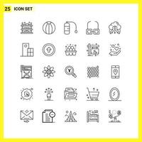 25 conjunto de iconos símbolos de línea simple signo de esquema en fondo blanco para diseño de sitios web aplicaciones móviles y medios impresos fondo de vector de icono negro creativo