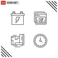 conjunto perfecto de píxeles de 4 iconos de línea conjunto de iconos de esquema para el diseño de sitios web y la interfaz de aplicaciones móviles fondo de vector de icono negro creativo