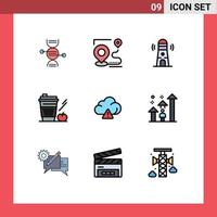 Set of 9 Modern UI Icons Symbols Signs for glass apple position starbucks tower Editable Vector Design Elements