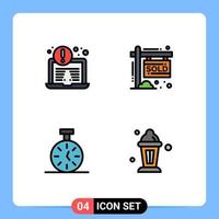 4 Universal Filledline Flat Color Signs Symbols of antivirus timer house income abrahamic Editable Vector Design Elements