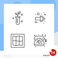 Modern Pack of 4 Icons Line Outline Symbols isolated on White Backgound for Website designing Creative Black Icon vector background