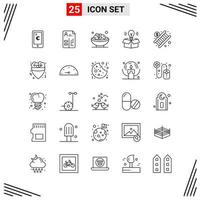 25 Icons Line Style Grid Based Creative Outline Symbols for Website Design Simple Line Icon Signs Isolated on White Background 25 Icon Set Creative Black Icon vector background