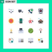 Universal Icon Symbols Group of 16 Modern Flat Colors of interface security call protection time Editable Pack of Creative Vector Design Elements