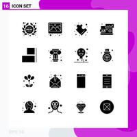 16 Universal Solid Glyphs Set for Web and Mobile Applications horizontal laptop decoration investment dollar sign Editable Vector Design Elements