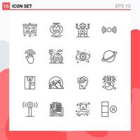 Group of 16 Outlines Signs and Symbols for gestures ux robot ui essential Editable Vector Design Elements