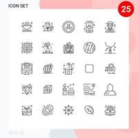 Modern Set of 25 Lines Pictograph of guard phone right app android Editable Vector Design Elements