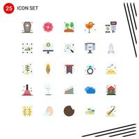 Modern Set of 25 Flat Colors and symbols such as code sparrow eco bird tree Editable Vector Design Elements