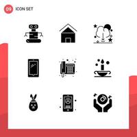 User Interface Pack of 9 Basic Solid Glyphs of iphone mobile cloud smart phone server Editable Vector Design Elements