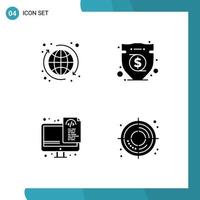 Universal Icon Symbols Group of Modern Solid Glyphs of global optimization world investment files Editable Vector Design Elements