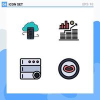 4 iconos creativos signos y símbolos modernos de almacenamiento en la nube nubes de dinero control de seguridad elementos de diseño vectorial editables vector