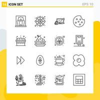 Collection of 16 Universal Line Icons Icon Set for Web and Mobile Creative Black Icon vector background