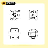 4 Creative Icons for Modern website design and responsive mobile apps 4 Outline Symbols Signs on White Background 4 Icon Pack Creative Black Icon vector background