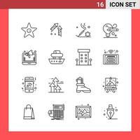 16 Icon Pack Line Style Outline Symbols on White Background Simple Signs for general designing Creative Black Icon vector background