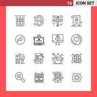 16 Icon Pack Line Style Outline Symbols on White Background Simple Signs for general designing Creative Black Icon vector background