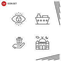 Collection of 4 Vector Icons in Line style Pixle Perfect Outline Symbols for Web and Mobile Line Icon Signs on White Background 4 Icons Creative Black Icon vector background