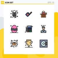 Modern Set of 9 Filledline Flat Colors and symbols such as spring season easter egg desk user person Editable Vector Design Elements