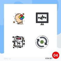 paquete de iconos de vector de stock de 4 signos y símbolos de línea para elementos de diseño de vector editables de postal de pulso de rompecabezas de invitación humana