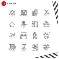 Collection of 16 Vector Icons in Line style Pixle Perfect Outline Symbols for Web and Mobile Line Icon Signs on White Background 16 Icons Creative Black Icon vector background