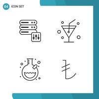 Vector Pack of 4 Outline Symbols Line Style Icon Set on White Background for Web and Mobile Creative Black Icon vector background