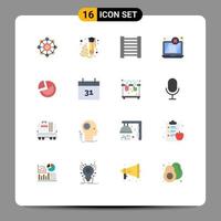 16 concepto de color plano para sitios web móviles y aplicaciones estadísticas de negocios escribir gráfico circular portátil paquete editable de elementos de diseño de vectores creativos