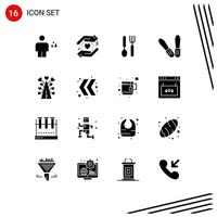 16 Creative Icons Modern Signs and Symbols of valentine tree cutlery love mechanic Editable Vector Design Elements