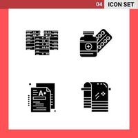 4 Icon Pack Solid Style Glyph Symbols on White Background Simple Signs for general designing Creative Black Icon vector background