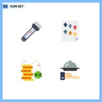 Pictogram Set of 4 Simple Flat Icons of torch report camping high ireland Editable Vector Design Elements