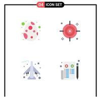 4 Creative Icons Modern Signs and Symbols of decoration plane celebration target edit Editable Vector Design Elements