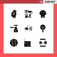 paquete de iconos de vector de stock de 9 signos y símbolos de línea para elementos de diseño de vector editables de muerte de bloqueo de cepillo de tráfico de ruido
