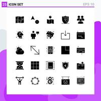 Group of 25 Solid Glyphs Signs and Symbols for group conference pointer business protect Editable Vector Design Elements