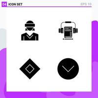 conjunto de 4 iconos en estilo sólido símbolos de glifos creativos para el diseño de sitios web y aplicaciones móviles signo de icono sólido simple aislado en fondo blanco 4 iconos fondo de vector de icono negro creativo