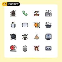 16 Universal Flat Color Filled Line Signs Symbols of person hands assistant arms house Editable Creative Vector Design Elements