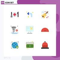 Set of 9 Commercial Flat Colors pack for computer remove marriage filter delete Editable Vector Design Elements
