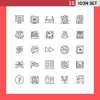 25 Creative Icons Modern Signs and Symbols of party birthday computing science atom Editable Vector Design Elements