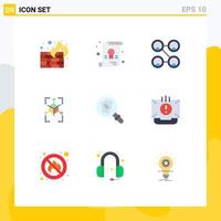 Set of 9 Modern UI Icons Symbols Signs for communication research friends search database Editable Vector Design Elements