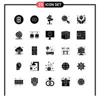 Set of 25 Solid Style Icons for web and mobile Glyph Symbols for print Solid Icon Signs Isolated on White Background 25 Icon Set Creative Black Icon vector background