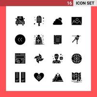 16 Icon Pack Solid Style Glyph Symbols on White Background Simple Signs for general designing Creative Black Icon vector background