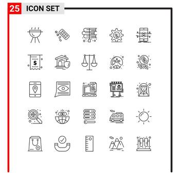 Set of 25 Modern UI Icons Symbols Signs for mobile api books setting earth Editable Vector Design Elements