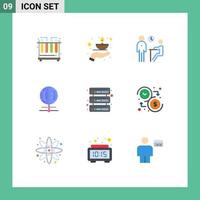 Stock Vector Icon Pack of 9 Line Signs and Symbols for database browser interview internet questionnaire Editable Vector Design Elements