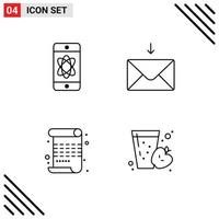 Line Pack of 4 Universal Symbols of atom arts tech receive drink Editable Vector Design Elements