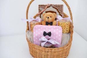 beautiful gift basket as a background photo