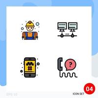 paquete de iconos de vector de stock de 4 signos y símbolos de línea para elementos de diseño de vector editables de cliente de servidor de trabajo de taxi constructor