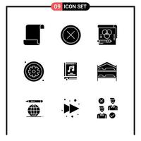 Set of 9 Solid Style Icons for web and mobile Glyph Symbols for print Solid Icon Signs Isolated on White Background 9 Icon Set Creative Black Icon vector background