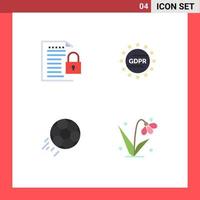 Set of 4 Commercial Flat Icons pack for data soccer padlock law ball Editable Vector Design Elements