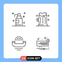 4 Line Black Icon Pack Outline Symbols for Mobile Apps isolated on white background 4 Icons Set Creative Black Icon vector background